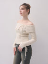 Off-shoulder ribbon knit