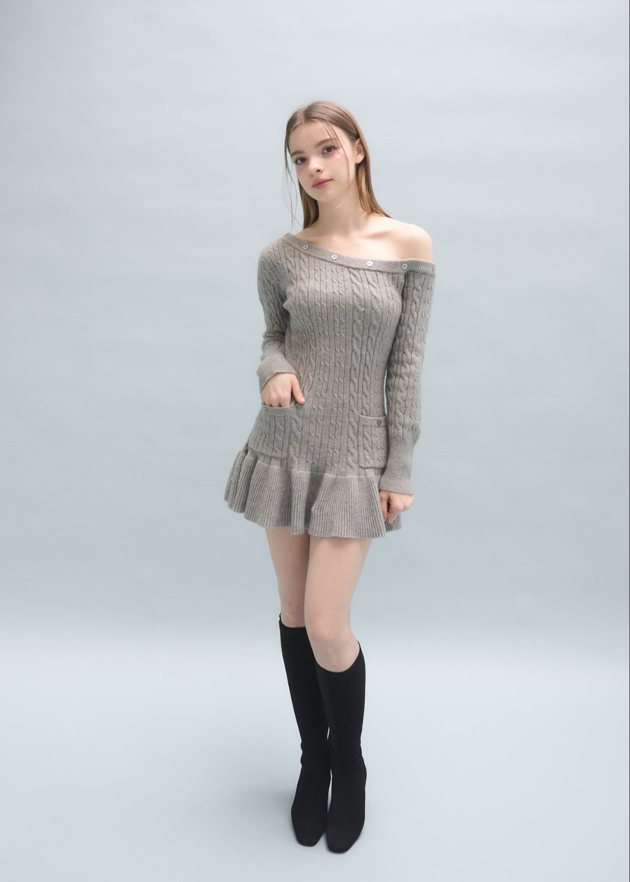 One shoulder cable knit op – YILON