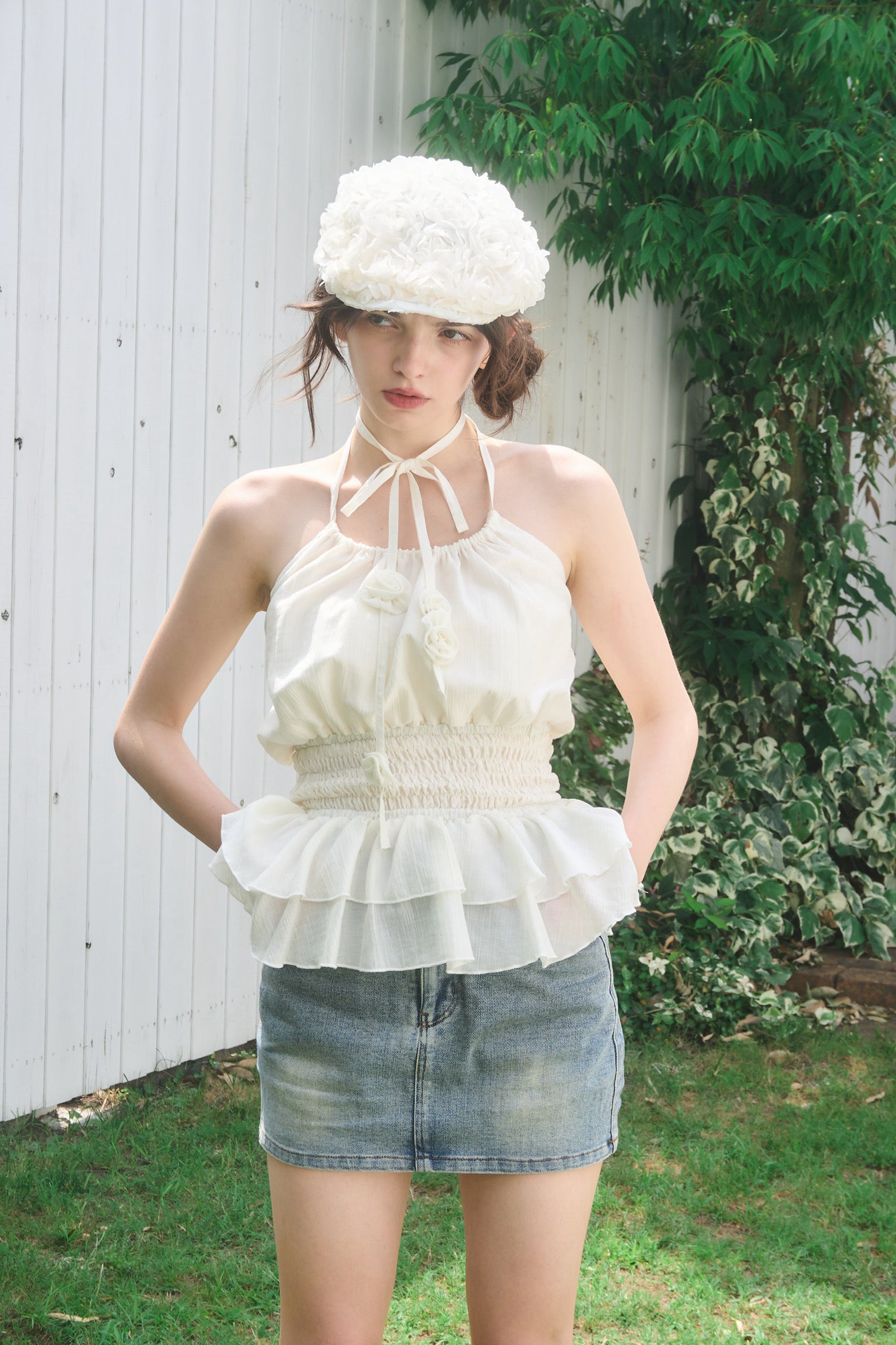 スカート yilon WASH DENIM MINI SKIRT Wash denim mini skirt – YILON