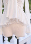 TIE PEPLUM LACE BLOUSE