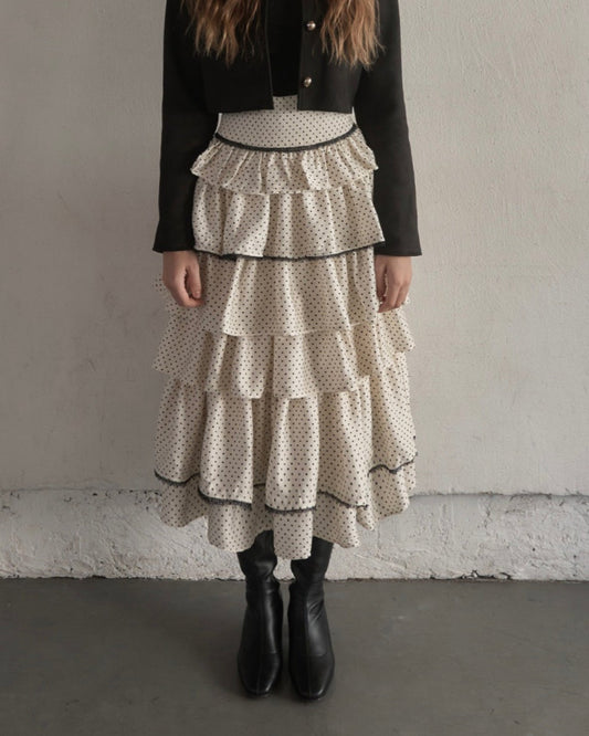 Tiered dot skirt