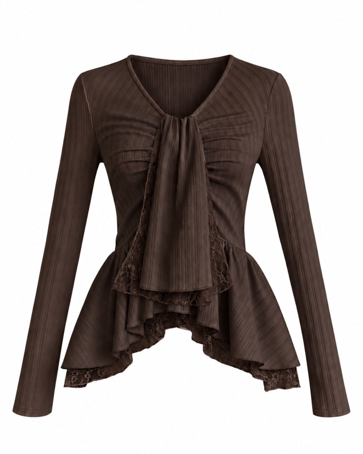 予約】WARM TIE PEPLUM LACE BLOUSE – YILON