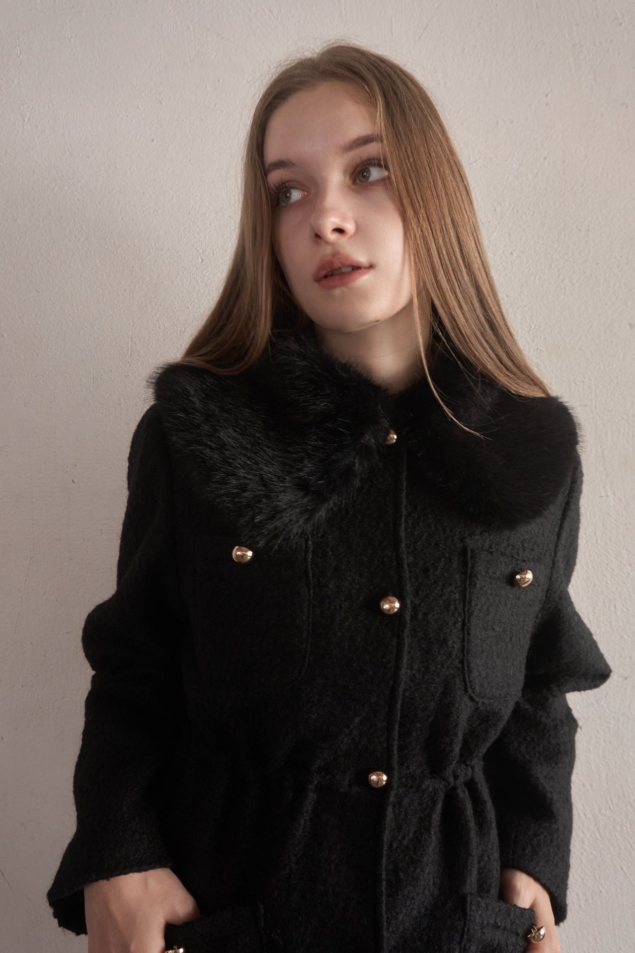 Fur collar classical coat – YILON