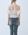 Dot frill blouse