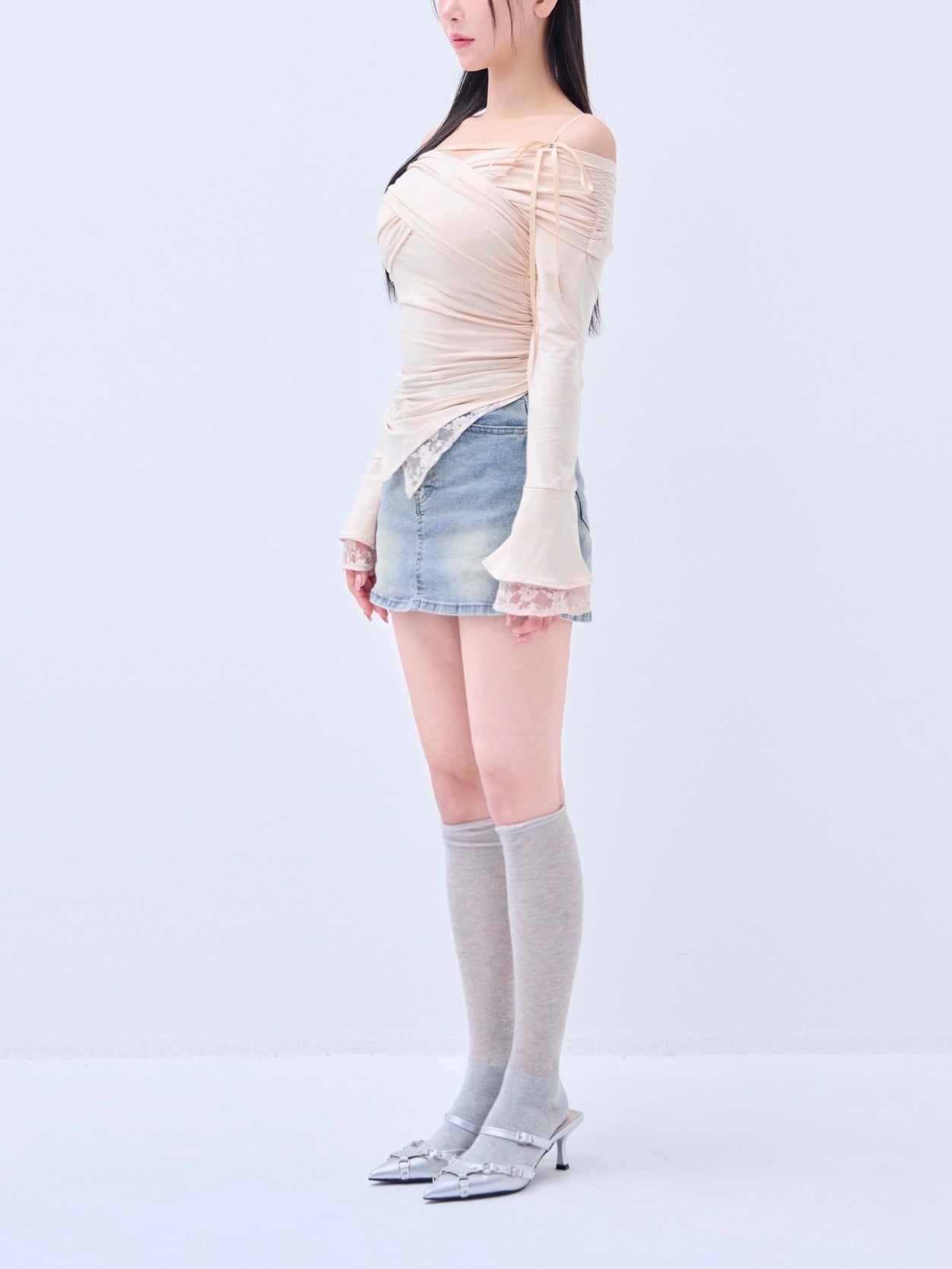 Lace gather tops – YILON
