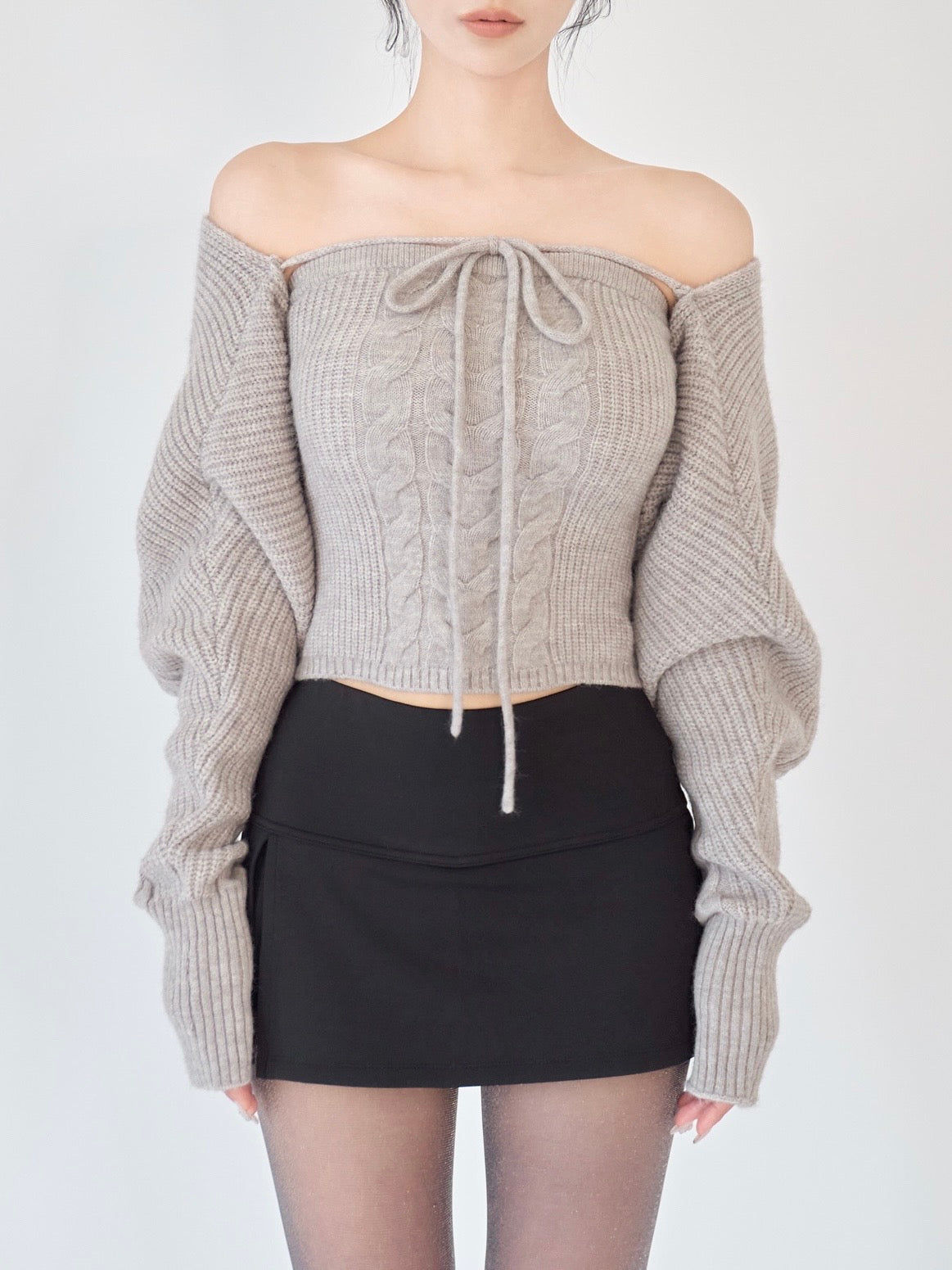 Cable knit bolero bare set – YILON