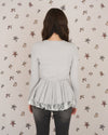 WARM TIE PEPLUM LACE BLOUSE