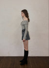 Belt check mini skirt