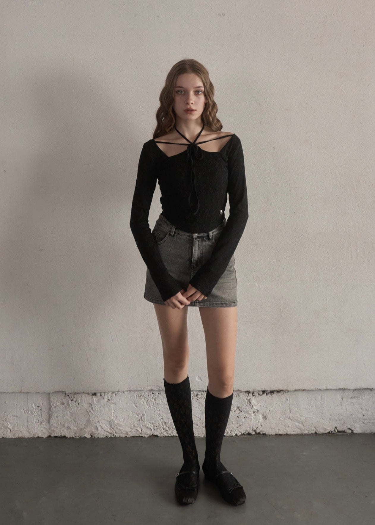 新品未使用 YILON FULL LACE RIBBON TEE ブラック Full lace ribbon tee – YILON