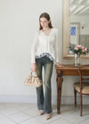 WARM TIE PEPLUM LACE BLOUSE