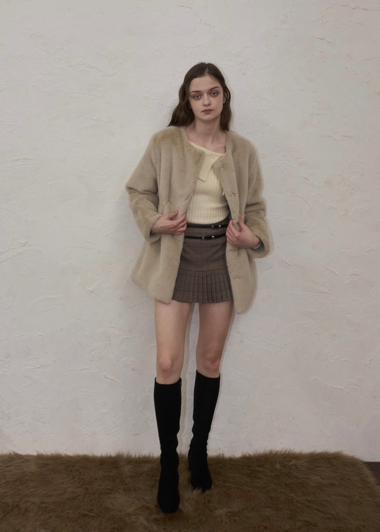 YILON MADE Waistmark eco fur coat ブラウン Waistmark eco fur coat – YILON