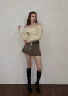 Belt check mini skirt