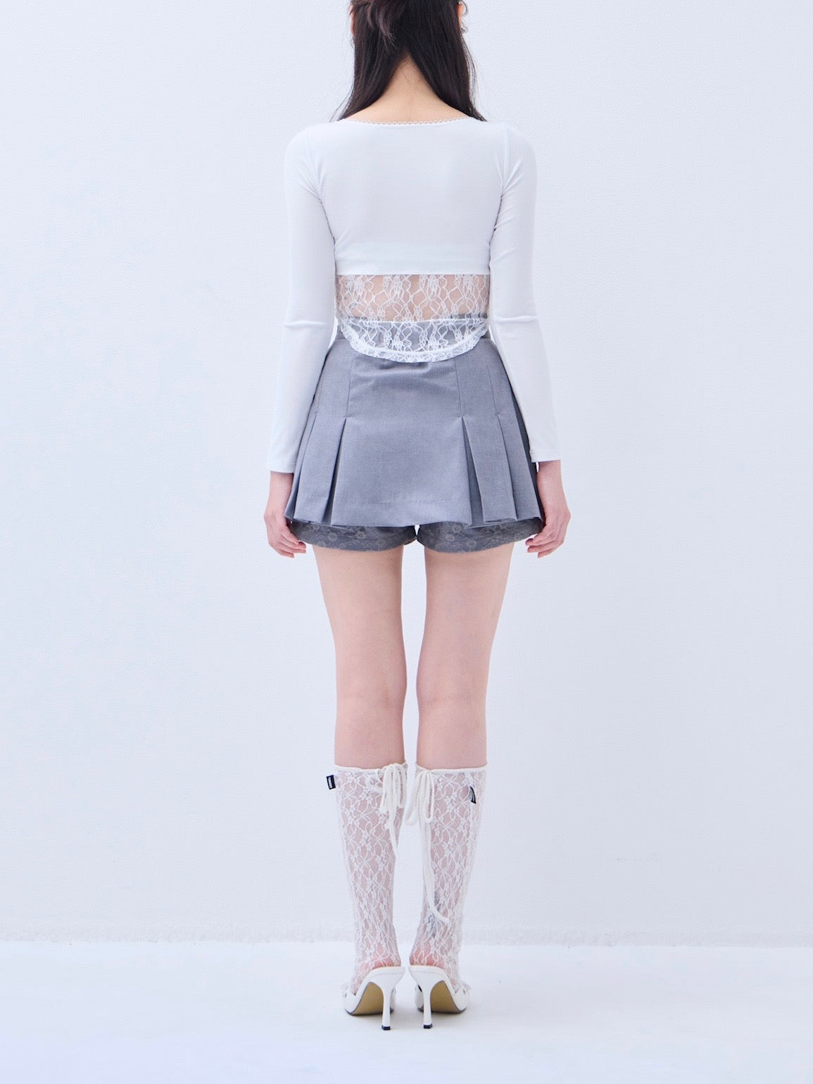 Back lace ribbon tee – YILON