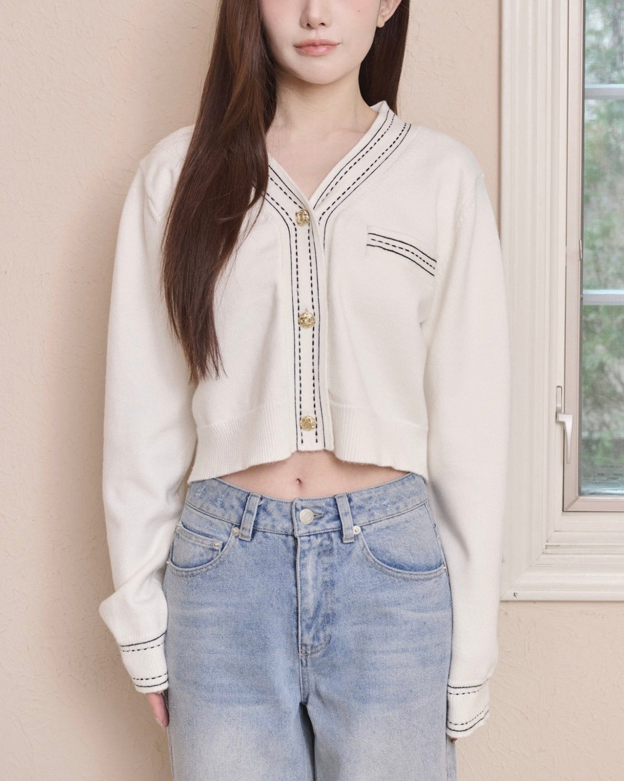 トップス YILON BI-COLOR STITCH CARDIGAN BI-COLOR STITCH CARDIGAN – YILON