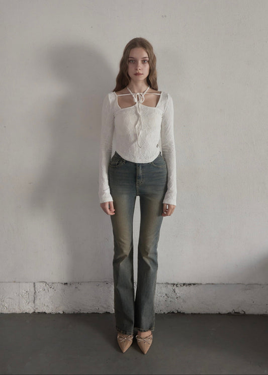 Full lace ribbon tee