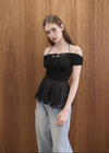 FABRIC MIX PEPLUM TOP