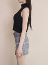 SUEDE BELT CHECK MINI SKIRT