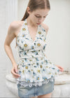 HALTER-NECK PEPLUM BLOUSE