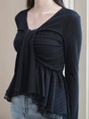 TIE PEPLUM LACE BLOUSE