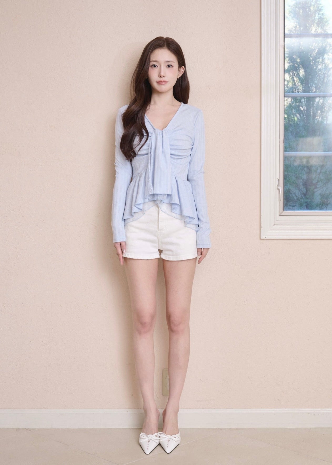 TIE PEPLUM LACE BLOUSE – YILON