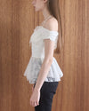 FABRIC MIX PEPLUM TOP