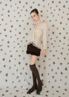 WARM TIE PEPLUM LACE BLOUSE