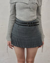 Belt check mini skirt