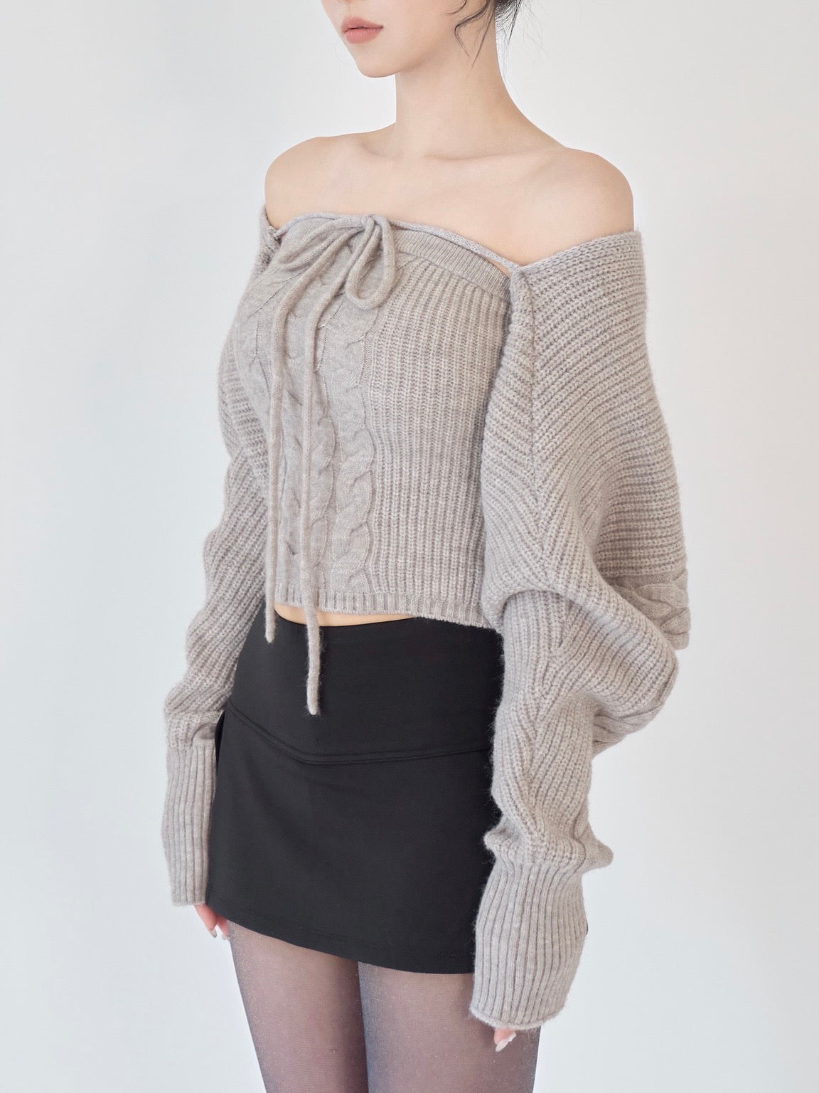 トップス YILON CABLE KNIT BOLERO BARE SET Cable knit bolero bare set – YILON