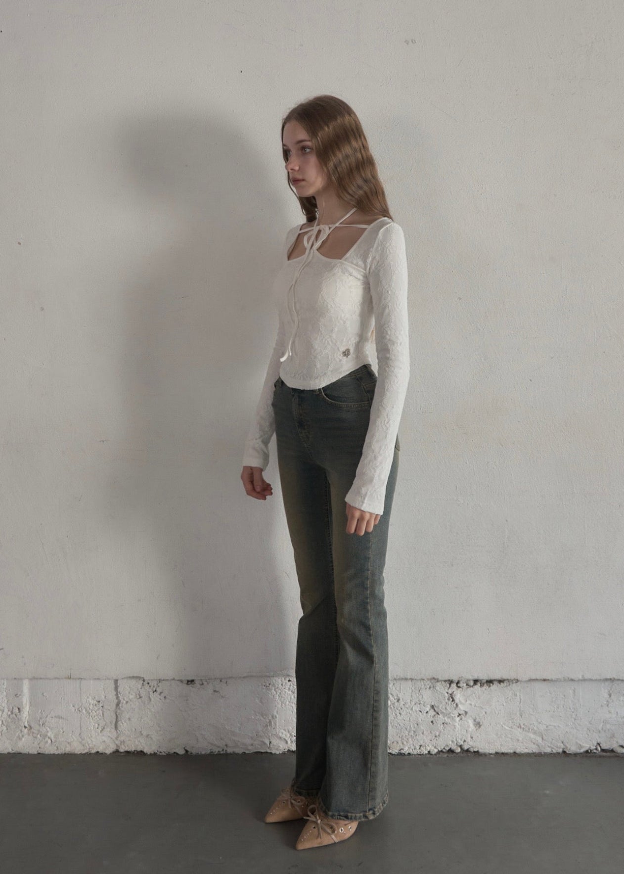 新品未使用 YILON FULL LACE RIBBON TEE ブラック Full lace ribbon tee – YILON