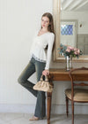 WARM TIE PEPLUM LACE BLOUSE