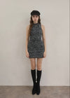 Mix yarn knit one-piece