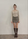 Tweed belt mini skirt