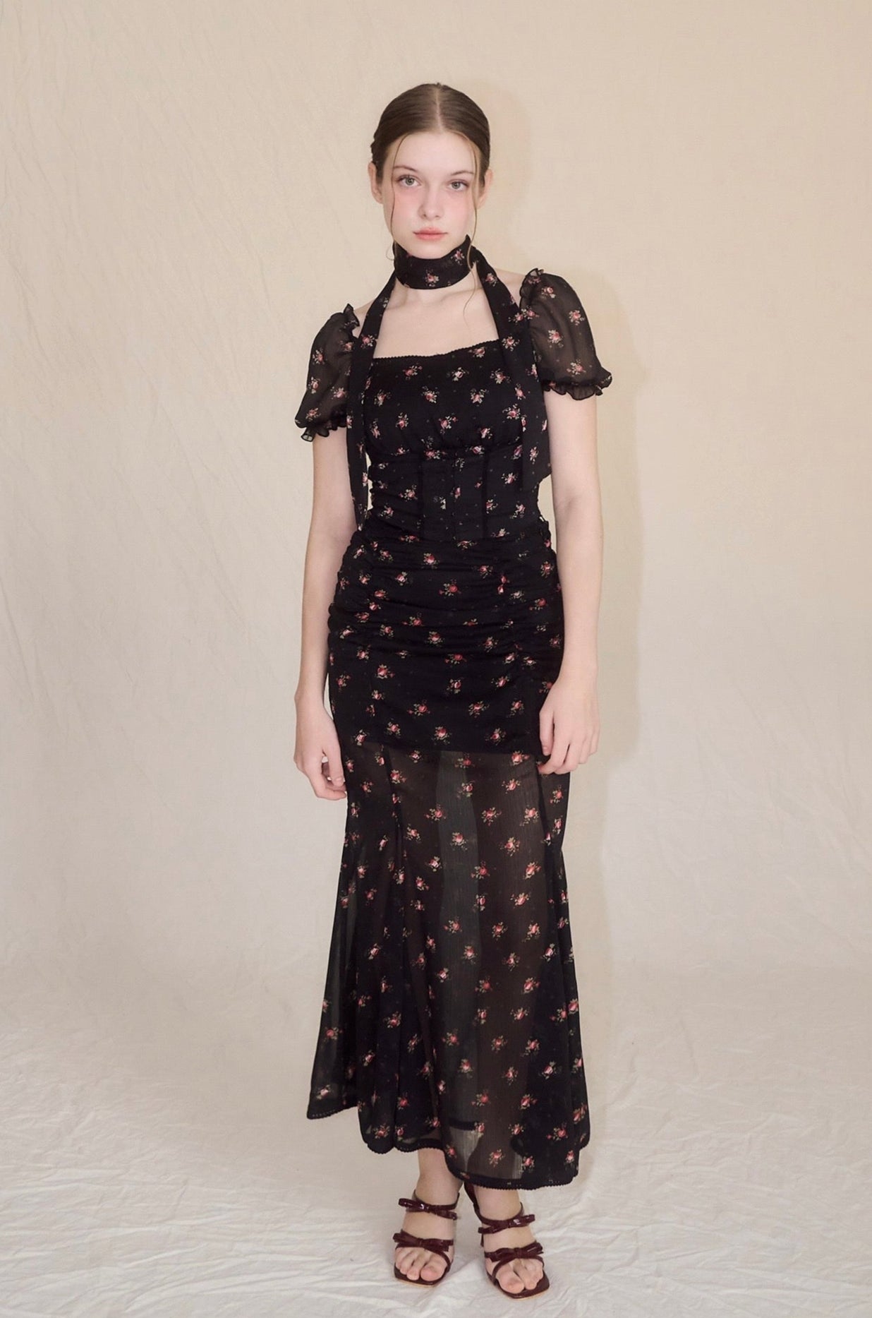 LITTE FLOWER CHIFFON SKIRT YILON スカートのみ 受注販売】Little flower chiffon skirt – YILON