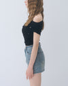 Wash denim mini skirt