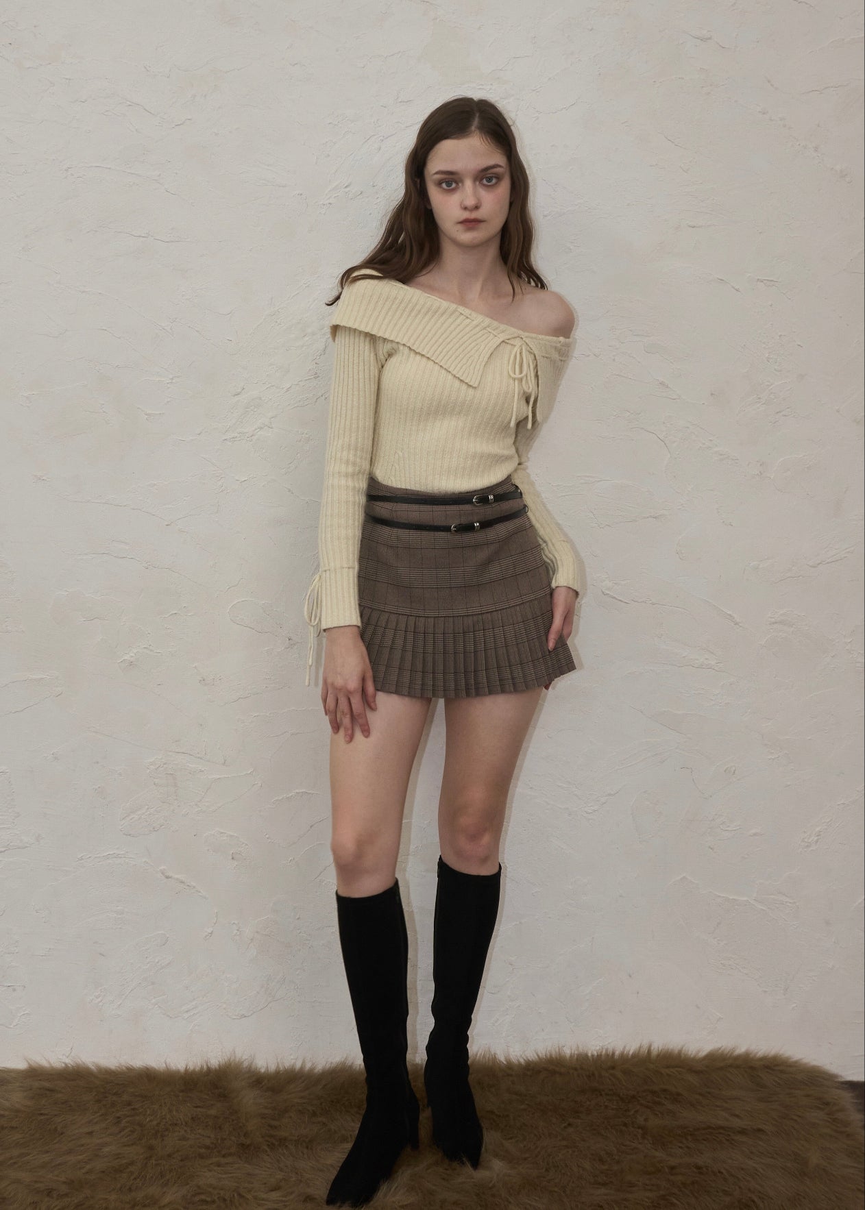 Belt check mini skirt – YILON