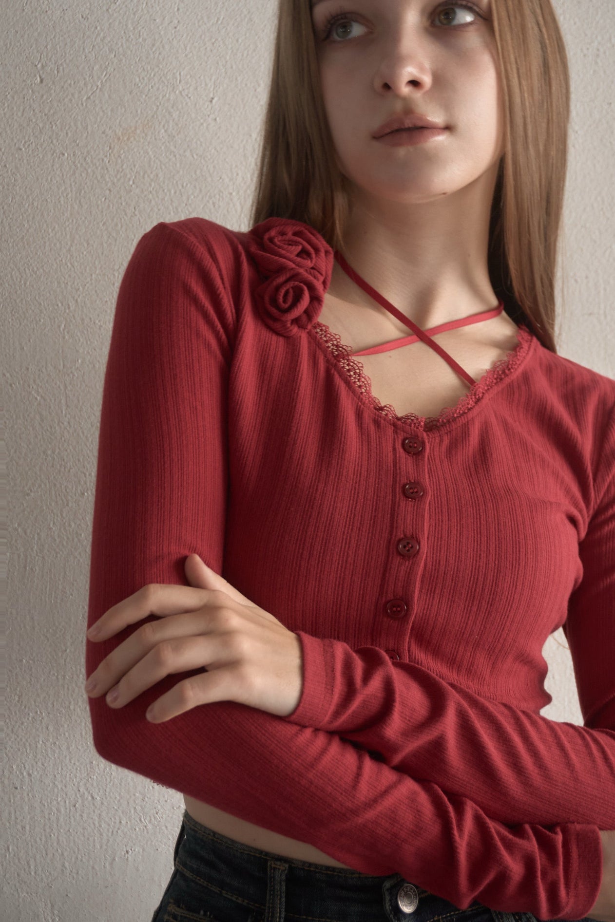 YILON 即完売　ROSE RIBBON CARDIGAN レッド　新品 Rose ribbon cardigan – YILON