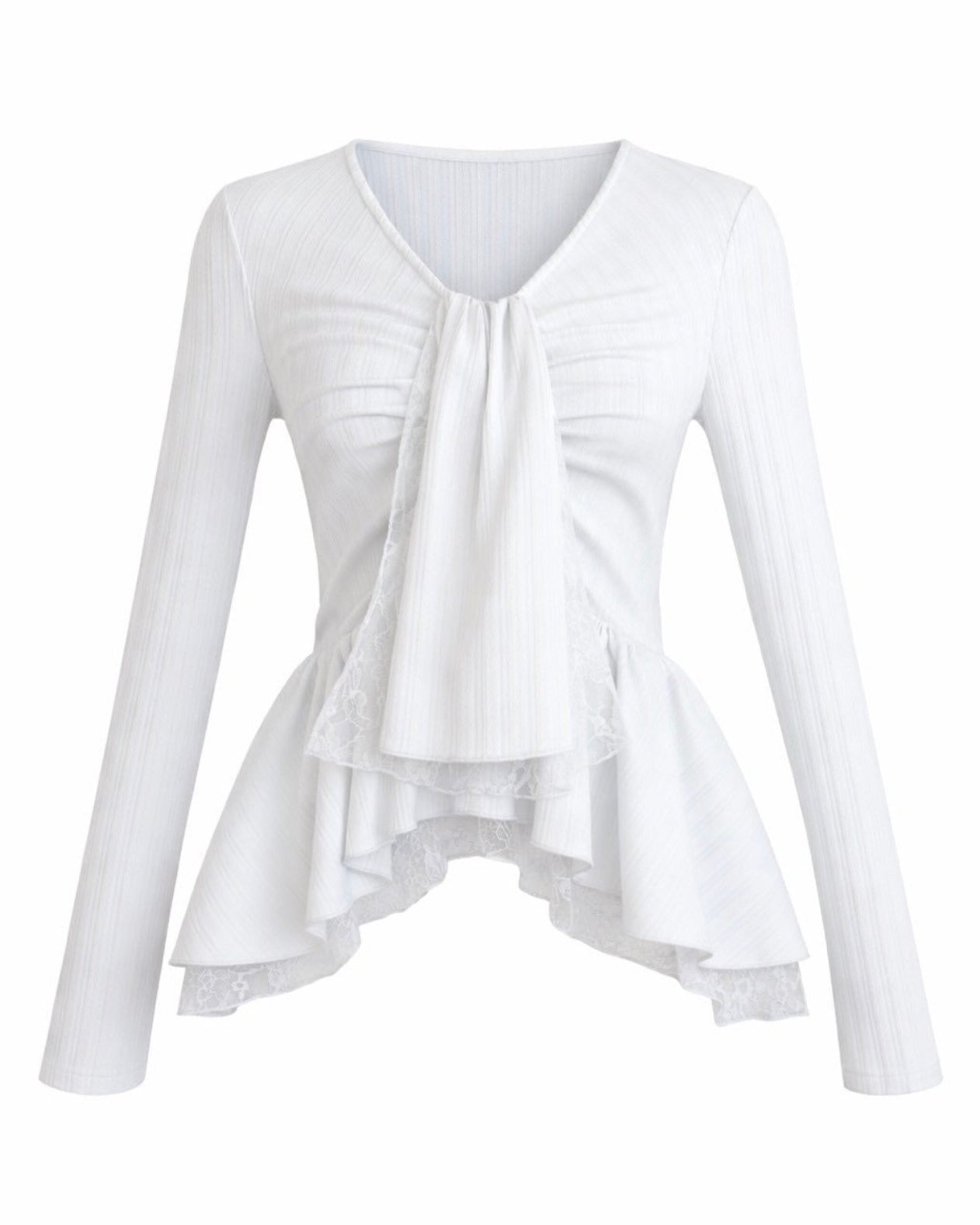 新品 YILON イロン 白 TIE PEPLUM LACE BLOUSE TIE PEPLUM LACE BLOUSE – YILON