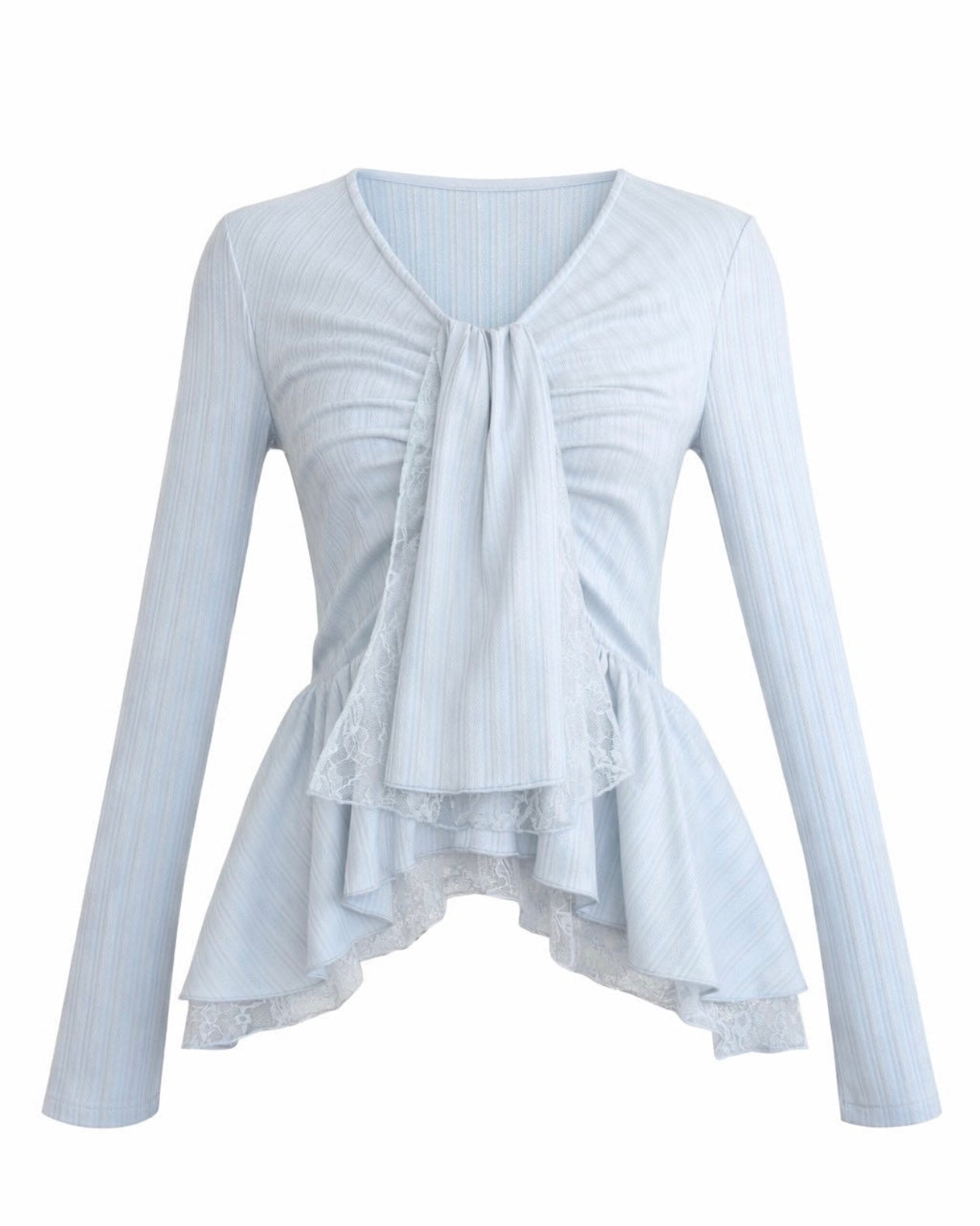 YILON TIE PEPLUM LACE BLOUSE ホワイト WHITE TIE PEPLUM LACE BLOUSE – YILON