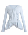 TIE PEPLUM LACE BLOUSE