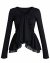 TIE PEPLUM LACE BLOUSE