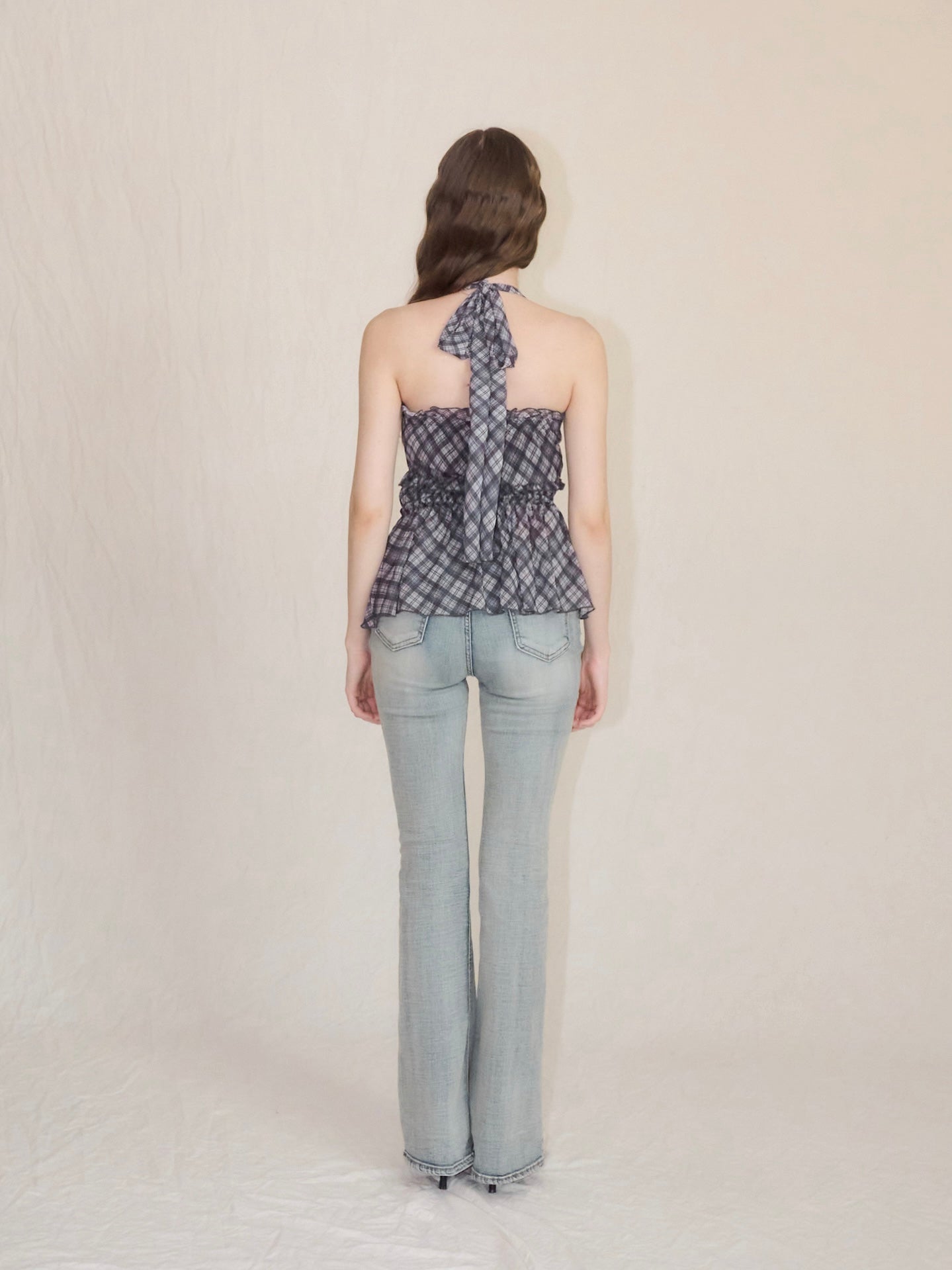 トップス yilon HALTER-NECK CHECK BLOUSE Halter-neck check blouse – YILON