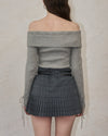 Belt check mini skirt